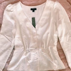 White satin button down